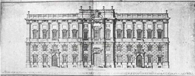 Prima redazione del progetto della facciata del Palazzo della Consulta