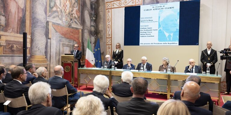 Il Presidente della Repubblica Sergio Mattarella interviene alla cerimonia di commemorazione del Presidente emerito della Repubblica Carlo Azeglio Ciampi, in occasione del 10° anniversario della scomparsa (foto di Francesco Ammendola - Ufficio per la Stampa e la Comunicazione della Presidenza della Repubblica)